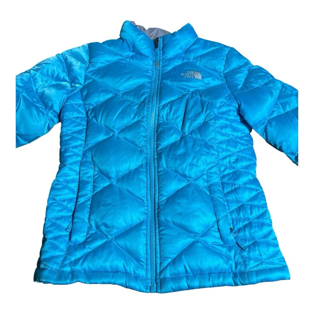 The North Face 550 Goose Down Girls M 10/12 Turquoise Ski Snow Winter Puffer